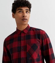 New Look Red Check Long Sleeve Collared Pocket Shirt
